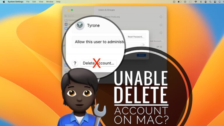 Не удается удалить учетную запись пользователя Mac в macOS Ventura?  (Исправить?)