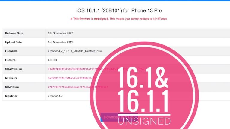 iOS 16.1 и iOS 16.1.1 не были подписаны Apple до выпуска 16.2
