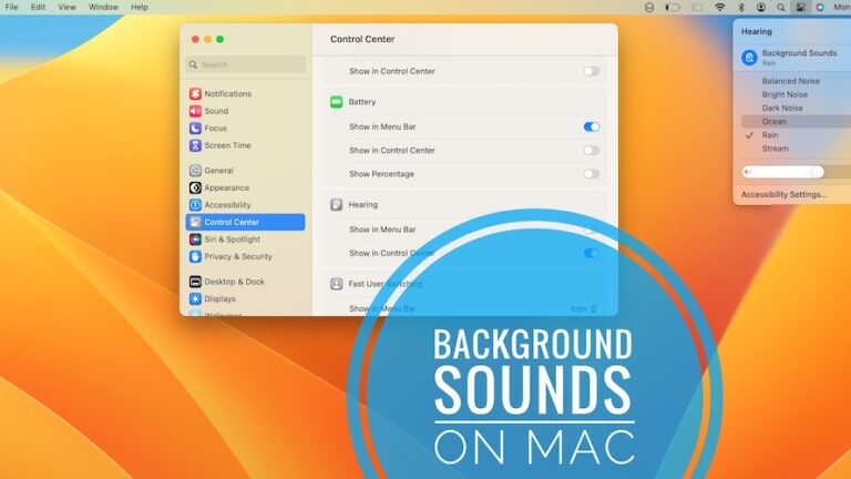 Как воспроизводить фоновые звуки на Mac в macOS Ventura